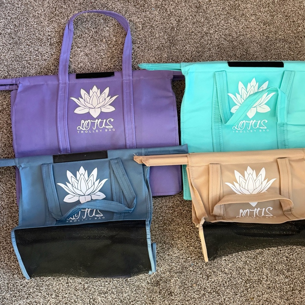 Lotus Trolley Bag Set - Purple, Aqua, Tan, Blue
